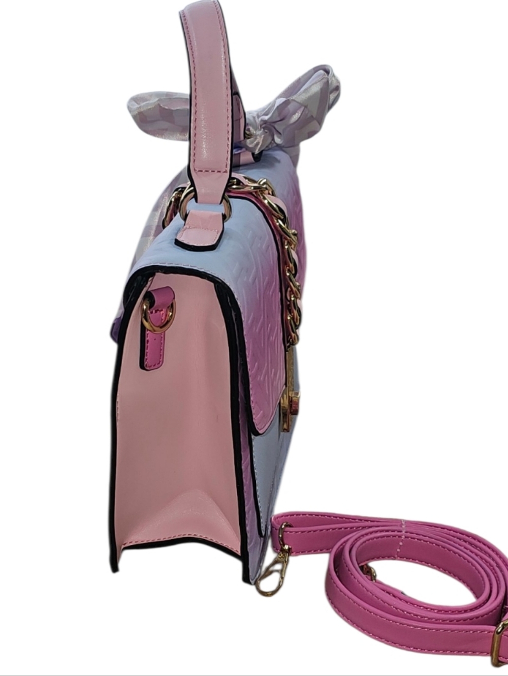 ALDO Blush Pink Lavender Ombré Satchel Crossbody | Gold Chain Accent | Dust Bag - Picture 11 of 13